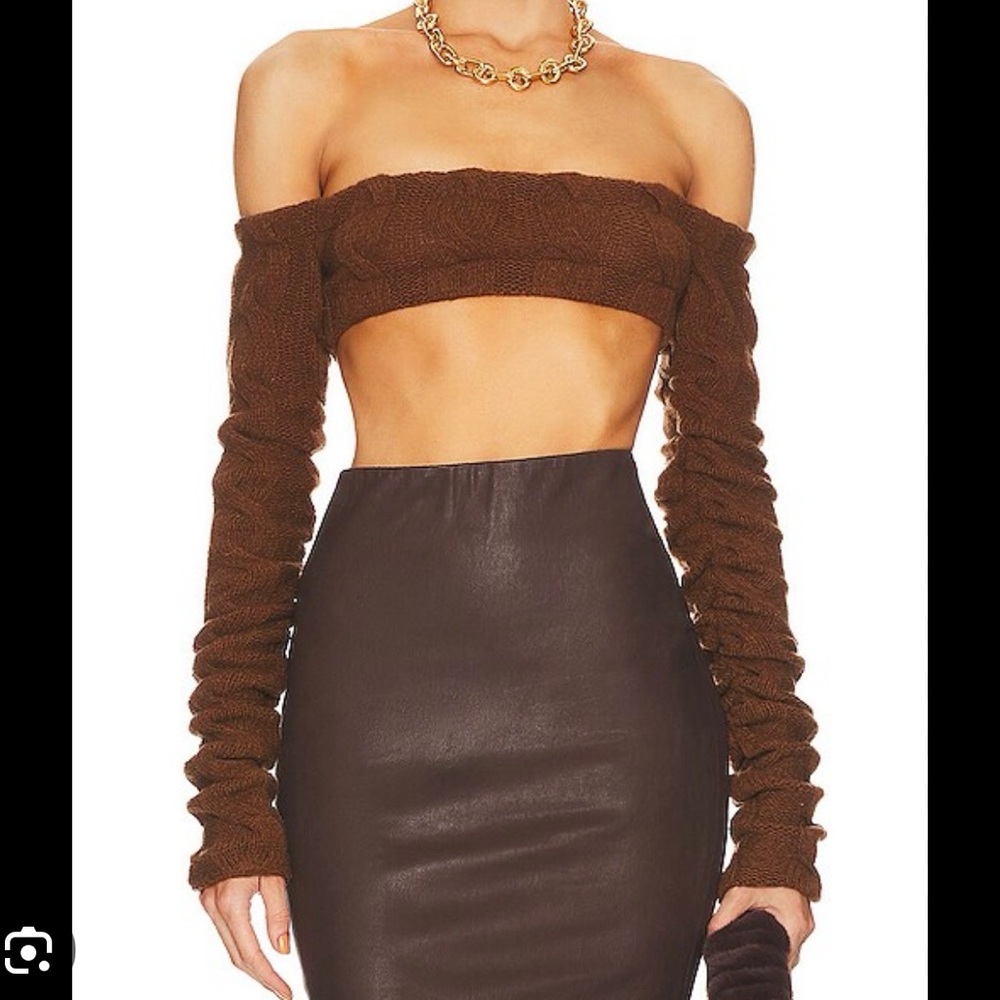 LaQuan Smith Brown Knit Shrug